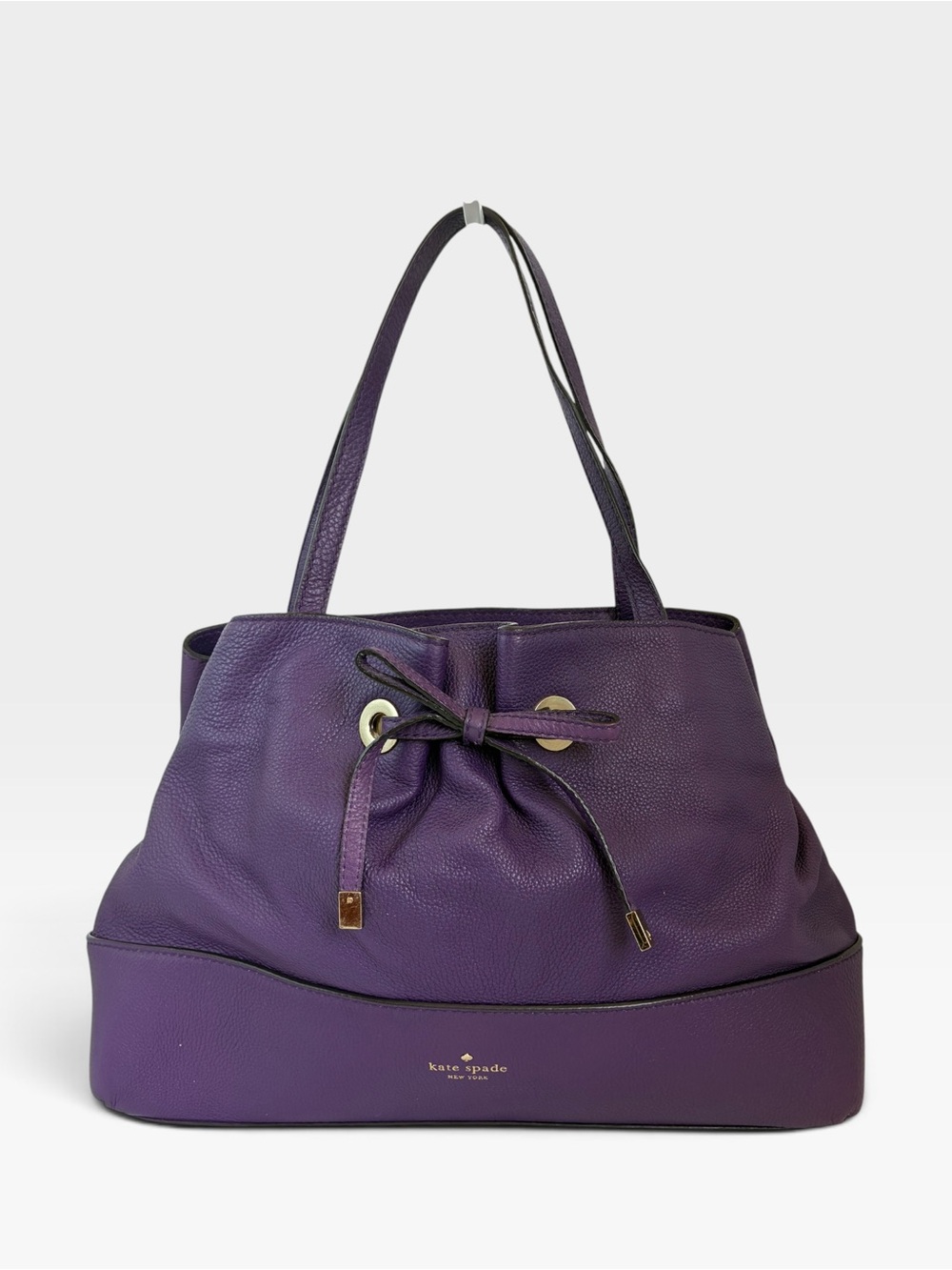kate spade Purple Pebbled Leather Drawstring Shoulder Tote